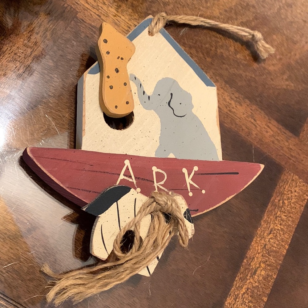 Ark Wooden Boat Elephant Wall Hanging Baby Nursery Kids Playroom Wood Art Craft